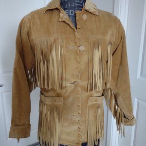 Genuine Leather Fringed Suede Cowgirl Jacket- Mary Dzenutis Size Small